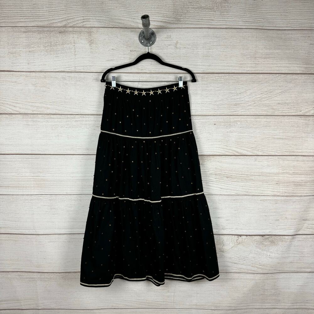 Roller Rabbit Black Midi Skirt with White Accents